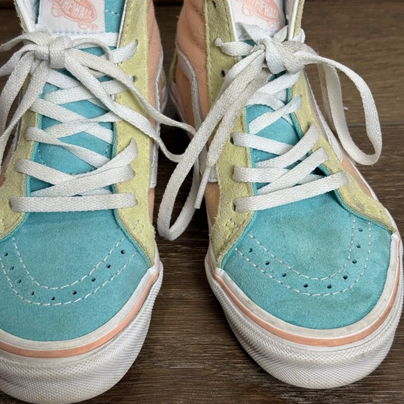 Vans Sk8 Hi-Top Kids Colorblock Sneakers, Suede, Zip Up, Size 2, Summer, Casul - Picture 4 of 9